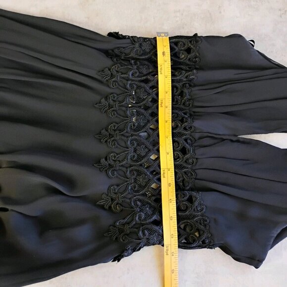 Vtg Cache Dress Womens 6/8 Black Evening Cutout Prom Formal Wedding Whimsigoth - Picture 14 of 16